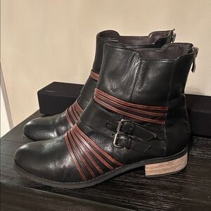 Black and Brown Leather Boots